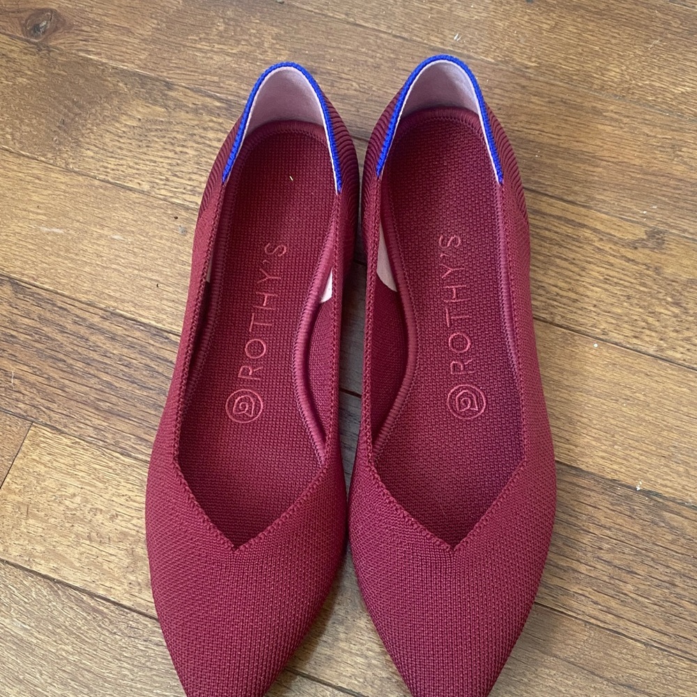 Rothy's Women's Deep Red Flats with Blue Accents